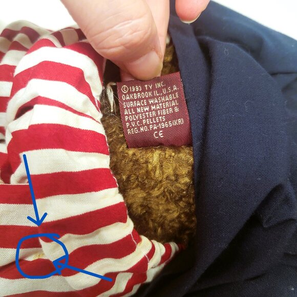 Retired Ty Attic Treasures Uncle Sam Samuel Patriotic Bear Plush 14" Jointed - Picture 7 of 7